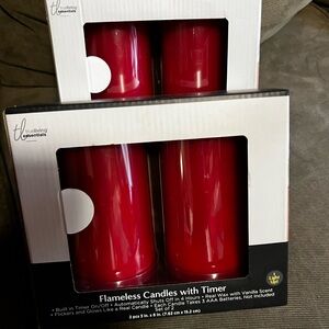 Red Flameless Candles with Timer